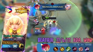 Beatrix 11/6/11 KDA WOW!!! | The Best Gameplay Beatrix, Best Build and Emblem Beatrix