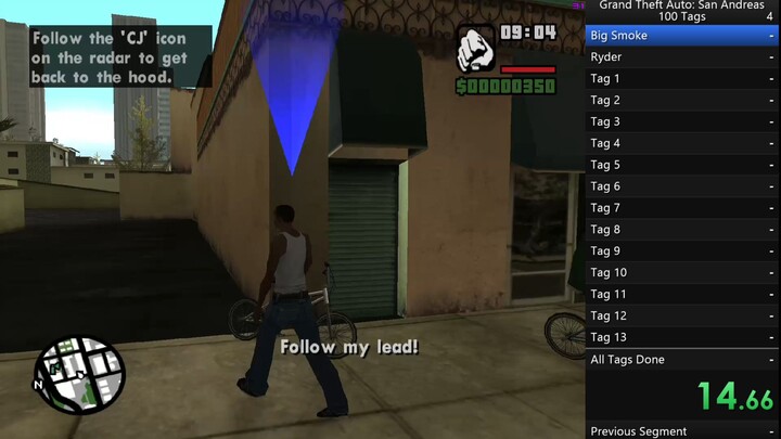 Speedrun Gta SanAndreas all tags 30minute only!?