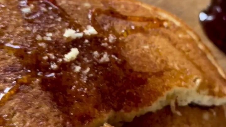 [Dwayne "The Rock" Johnson] Weekend Indulgence Meal: Creamy Pancakes Drizzled with Maple Syrup and D