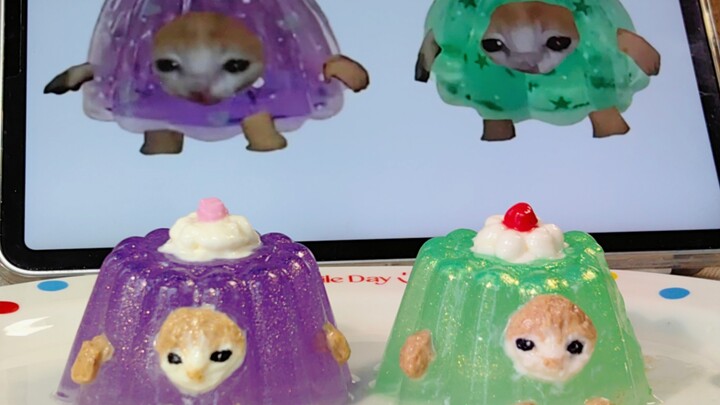 Cat Meme Food | Turned Into Two Coconut-Flavored Jellies, Meow!