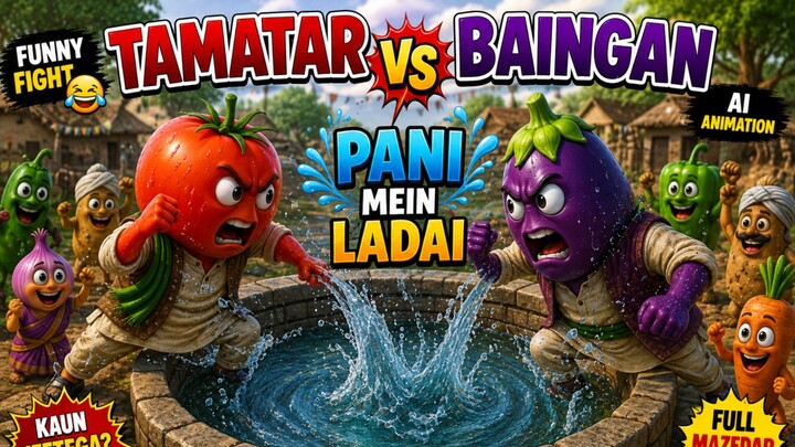 #AIAnimation #FunnyVideo #TomatoVsBrinjal #AIVideo #BiliBiliTamatar vs Baingan 🍆 | Paani Mein Funny