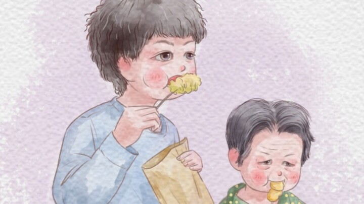 Grandpa and grandkid grill skewers together—perfect for the May Day holiday to bring the “old kid” a