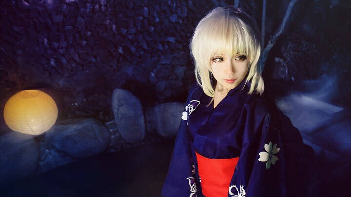 ❤️【Xitu】Black saber yukata cos—ada potongan kucing di ujungnya