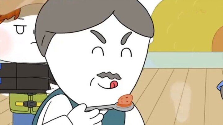 [Animated Food Broadcast] A day when a father and son go fishing outdoors while ordering takeout wit