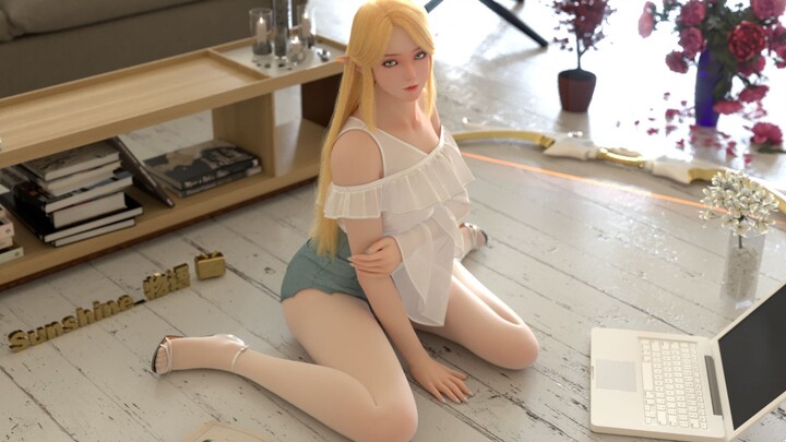 Wanita ini?! Merebut ruang tamu aku! Malah menduduki komputerku?! 【Corona|C4D|Wallpaper Bergerak】