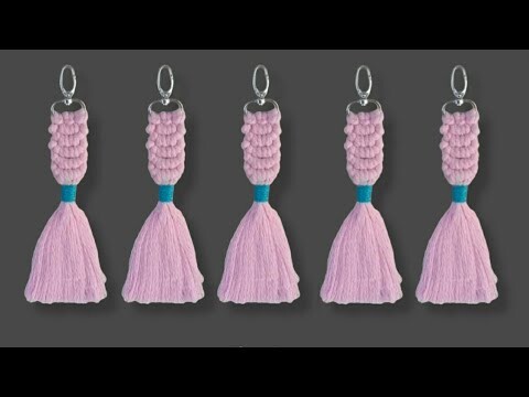 DIY Macrame Keychain Tutorial | Macrame Pink Color