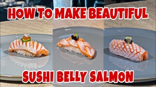 HOW TO MAKE BEAUTIFUL NIGIRI USING BELLY PARTS OF SALMON