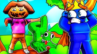 Can Blue Rainbow Friends ESCAPE Hungry DORA!?!