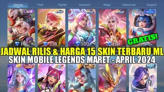 BOCORAN JADWAL RILIS DAN HARGA 15 SKIN TERBARU MOBILE LEGENDS! RILIS BULAN MARET - APRIL 2024