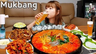 🥘매운곱창전골+막창구이🍻 쏘맥과 함께 막창,곱창 파티🔥 Ft.당면사리,계란찜 Beer Korean Food MUKBANG ASMR EATINGSHOW REALSOUND 요리 먹방