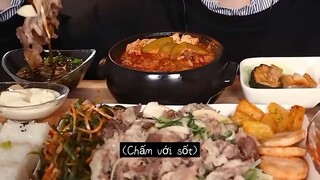 Mukbang canh kim chi và thịt bò #mukbang