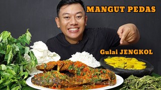 MAKAN GULAI JENGKOL MANGUT LELE PEDAS KEMANGI LALAPAN MENTAH ENAK, PUAS BANGET
