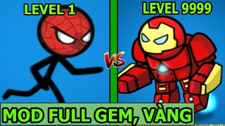 HERO WARS: Super Stickman MOD APK FUll GEM Vàng - Người Que Iron man Vs Người Nhện Top Game Thành EJ