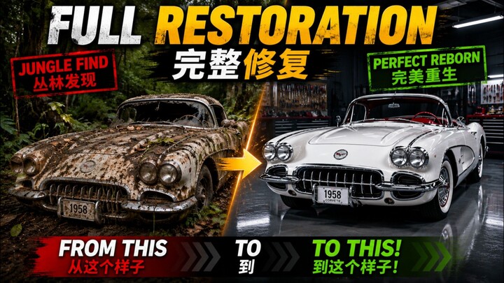 FULL RESTORATION: Abandoned Corvette Found in the Jungle | 完整修复：丛林中发现的废弃 Corvette