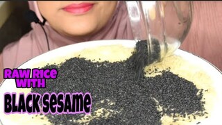 ASMR RAW RICE EATING || RAW BASMATI RICE WITH BLACK SESAME || WIJEN HITAM