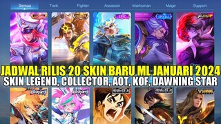 JADWAL RILIS/RESALE SKIN TERBARU MOBILE LEGENDS JANUARI 2024! SKIN LEGENDS, AOT, COLLECTOR, ASPIRANT