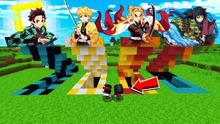 ถ้าเกิด!? มีบ้านลับ นักล่าอสูร4คน บ้านไหนจะโหดที่สุด!! - Minecraft ดาบพิฆาตอสูร