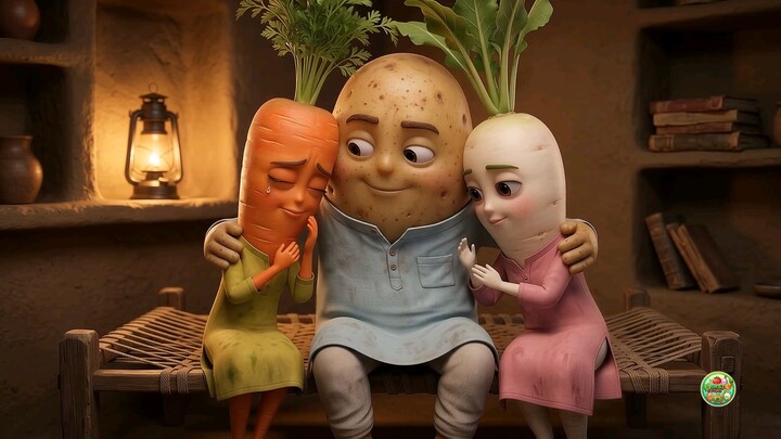 Aloo Ne Apni Behno Ka Sapna Kaise Pura Kiya? 😭🥔Aloo apni behno Moli aur Gajar ki padhai ke liye di