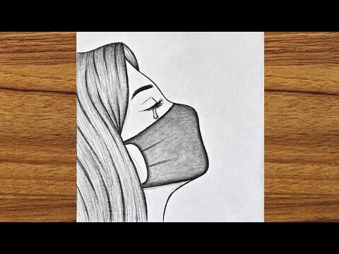 Beautiful girl with mask drawing || Pencil sketch for beginners || Easy drawing step by step