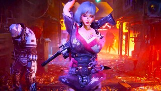 [MMD]Tiga gadis seksi menari di Kota Cyberpunk