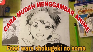 cara mudah menggambar anime food wars shokugeki no soma