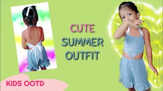 DIY | How to make Tie Back Crop Top and Ruffle Shorts  Cutting And Stitching | Baby Frock Designs