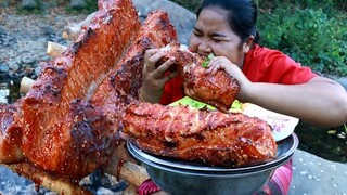 Grilled Pork BBQ Recipe - Yummy BBQ Pork Eating delicious