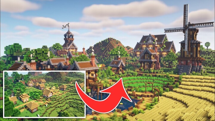 Aku Mengubah Village Minecraft Menjadi Lebih Bagus - Minecraft Timelapse Village Transformation