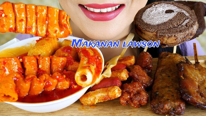 ASMR MAKANAN PEDAS LAWSON DAN DESSERT | EATING SOUNDS