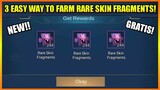 3 EASY WAYS TO FARM MORE RARE SKIN FRAGMENTS + SKIN GIVE AWAY!! | MOBILE LEGENDS 2021