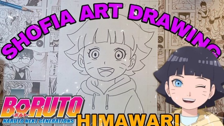 drawing karakter anime boruto, himawari