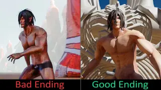 Eren Titan vs 1.000.000. Colossal Titans - Good Ending VS Bad Ending - The Rumbling
