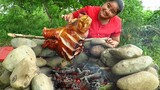 Yummy Cooking Pig head in rock recipe & My Cooking skill