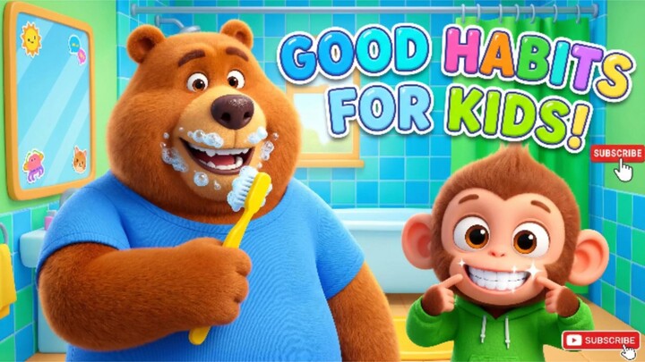 Brush, Wash & Smile Song | Good Habits for Kids Cartoon | AshTOON Learn with Fun