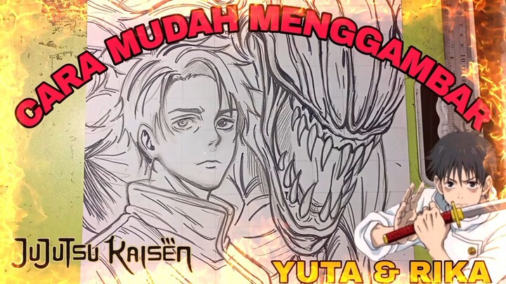 CARA mudah menggambar anime jujutsu kaisen yuta