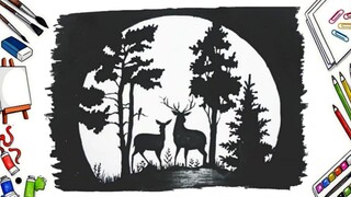 Menggambar Siluet Pemandangan
