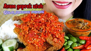 ASMR AYAM GEPREK UTUH, GULAI JANTUNG PISANG PEDAS, LALAPAN PETE | EATING SOUNDS