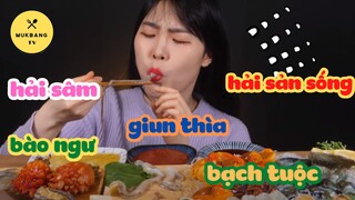 [Mukbang TV] - Korean - hải sản sống (bạch tuộc sống, giun thìa, hải sâm, mực biển, bào ngư, tôm)