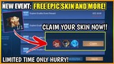 FREE PERMANENT EPIC SKINS IN MOBILE LEGENDS! | NEW EVENT LIMITED TIME ONLY HURRY!!