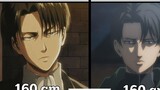 Character height increase from Season 1 to Season 4 in Attack on Titan