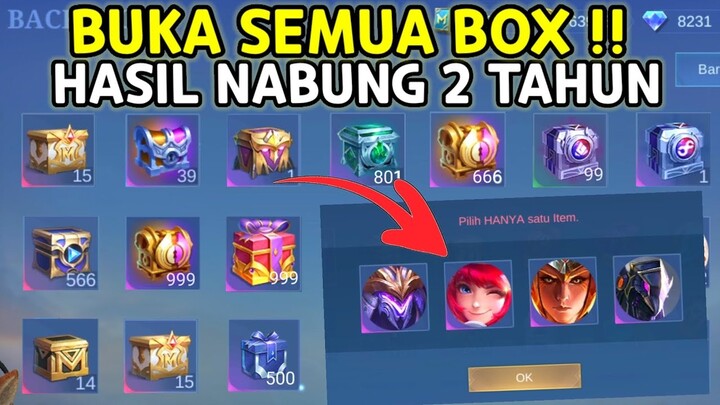 BUKA SEMUA BOX HASIL NABUNG 2 TAHUN ! TERNYATA ISI NYA BANYAK SKIN TERSEMBUNYI MOBILE LEGENDS