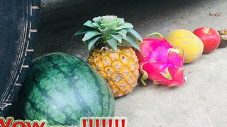 สับปะรด แอปเปิ้ล แตงโม ส้ม VS รถ