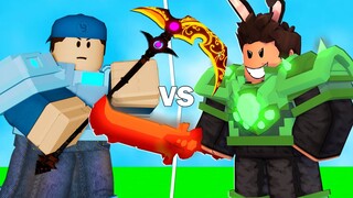 Golden Scythe VS RageBlade! in Roblox Bedwars...