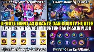 UPDATE EVENT ASPIRANTS & BOUNTY HUNTER! AUTO PANEN SKIN EPIC LIMIT PAKAI TOKEN DRAW GRATIS - MLBB