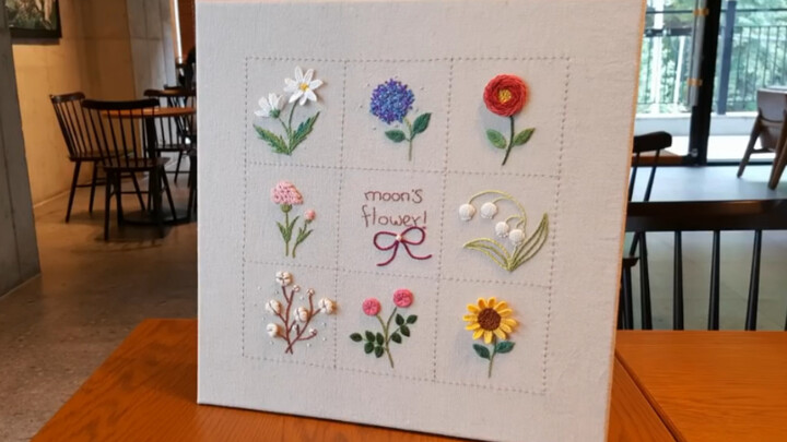 [Embroidery Tutorial] 8 Hand-Stitching Flower Patterns: Sunflower, Lily of the Valley, Hydrangea, Co