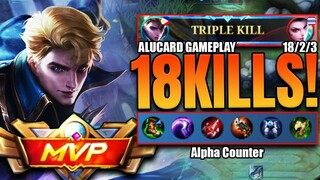 RESTLESS TRIPLE KILL!!! 18/2/3 KDA | Alpha Counter | #Alucard Gameplay #MLBB