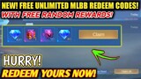 NEW! CLAIM FREE UNLIMITED MLBB REDEMPTION CODES AND GET FREE RANDOM REWARDS! MOBILE LEGENDS