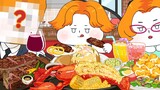 즐거운(?) 외식 먹방! (패밀리 레스토랑) 스테이크, 빠네파스타, 랍스타 -family restaurant Mukbang/Animation ASMR/foomuk