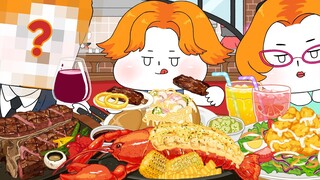 즐거운(?) 외식 먹방! (패밀리 레스토랑) 스테이크, 빠네파스타, 랍스타 -family restaurant Mukbang/Animation ASMR/foomuk