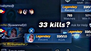 📌Karina 33 kills no death Gamplay |MLBB